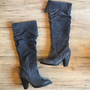New Jeffrey Campbell Gray Suede Knee High Boots, size 6.5